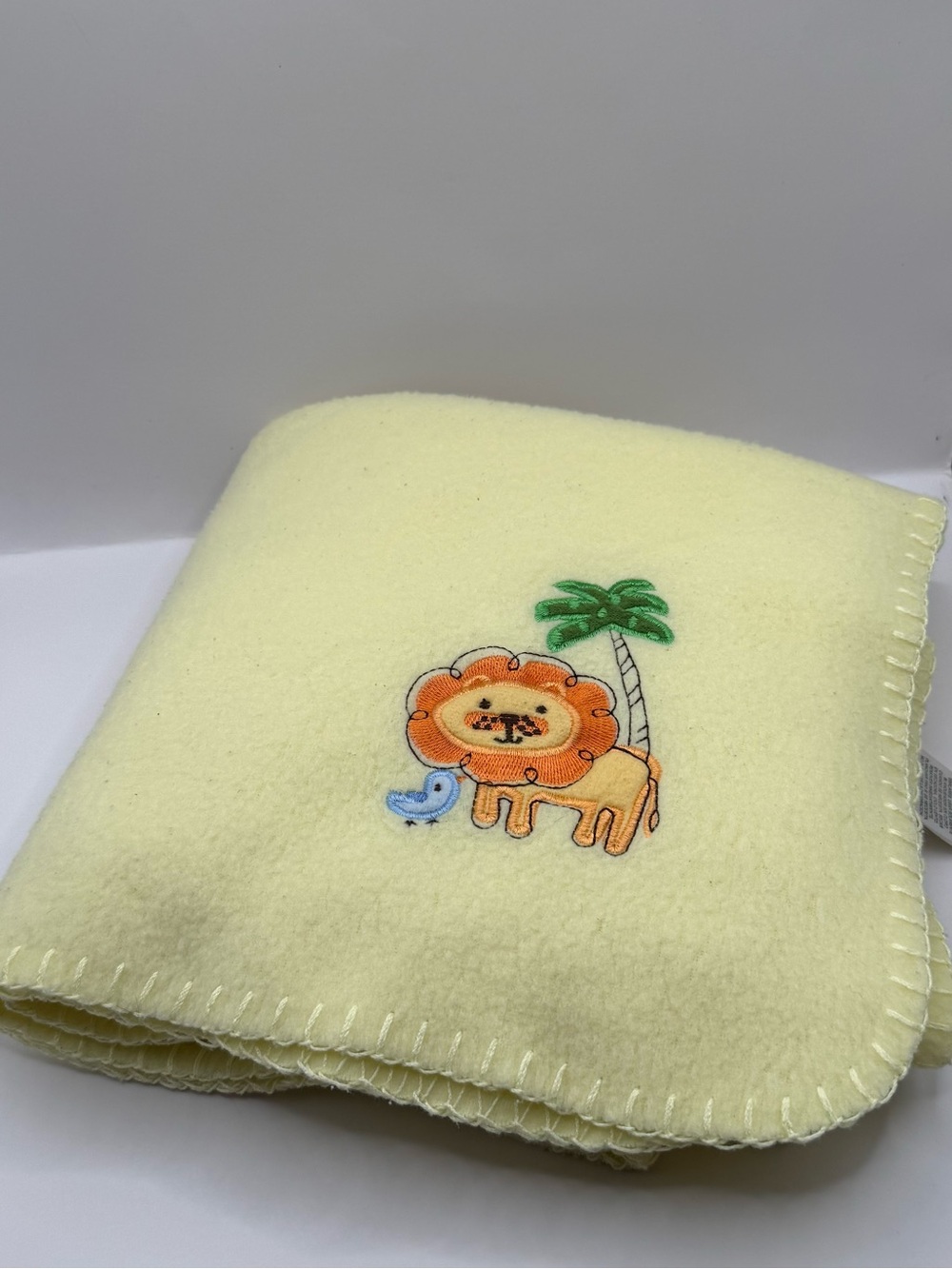 Carters Fleece Embroidered Lion Baby Blanket Yellow Lovey